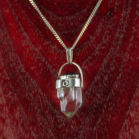 Pendentif argent cristal de roche et tourmaline verte-PE-CR-TO92 – Image 4