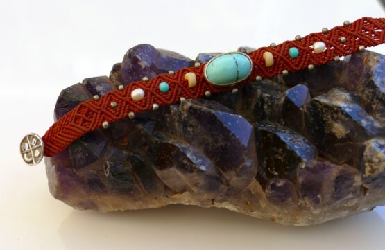 Bracelet micro-macramé Turquoise – Image 2