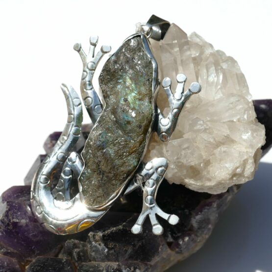 Pendentif Salamandre Labradorite brute