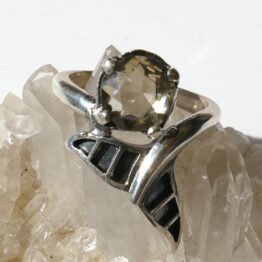 Bague réglable Baleine Quartz fumé facetté
