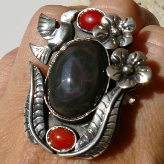 Bague Colibri Obsidienne Corail – Image 2