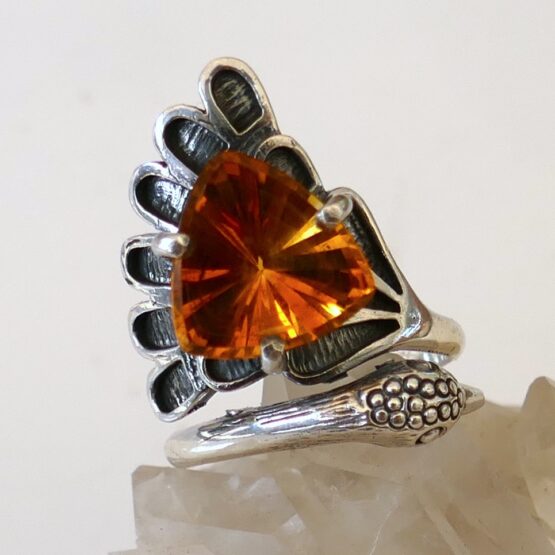 Bague réglable Paon Citrine