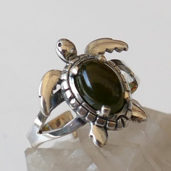 Bague réglable Tortue Tourmaline verte