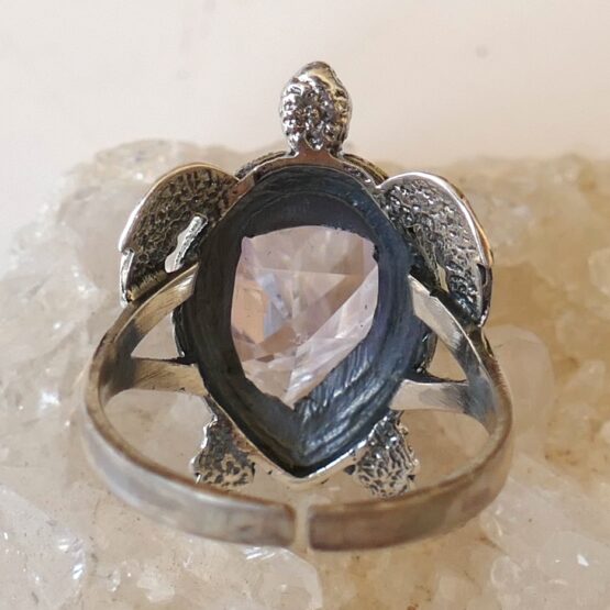 Bague réglable Tortue Améthyste facettée – Image 2