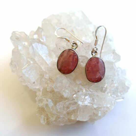 Boucles d'oreille argent rhodochrosite