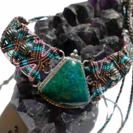Collier micro-macramé Chrysocolle