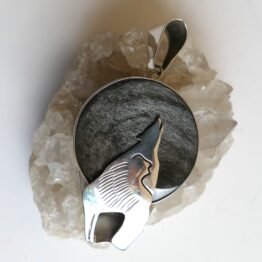 Loup et Lune Obsidienne argentée