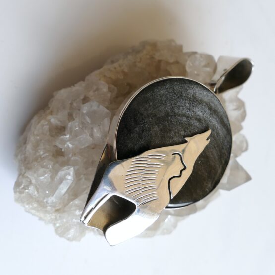 Loup et Lune Obsidienne argentée – Image 2