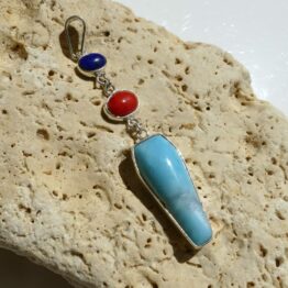Pendentif Larimar, Lapis, Corail